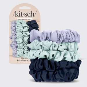 kitsch Garden Bouquet Ruched Satin Scrunchies 5pc Set