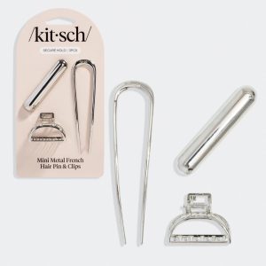 kitsch Silver Mini Metal French Hair Pin & Clips Set