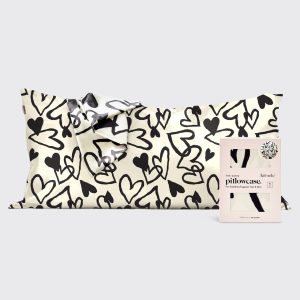 kitsch Satin Pillowcase in Heart Print - King